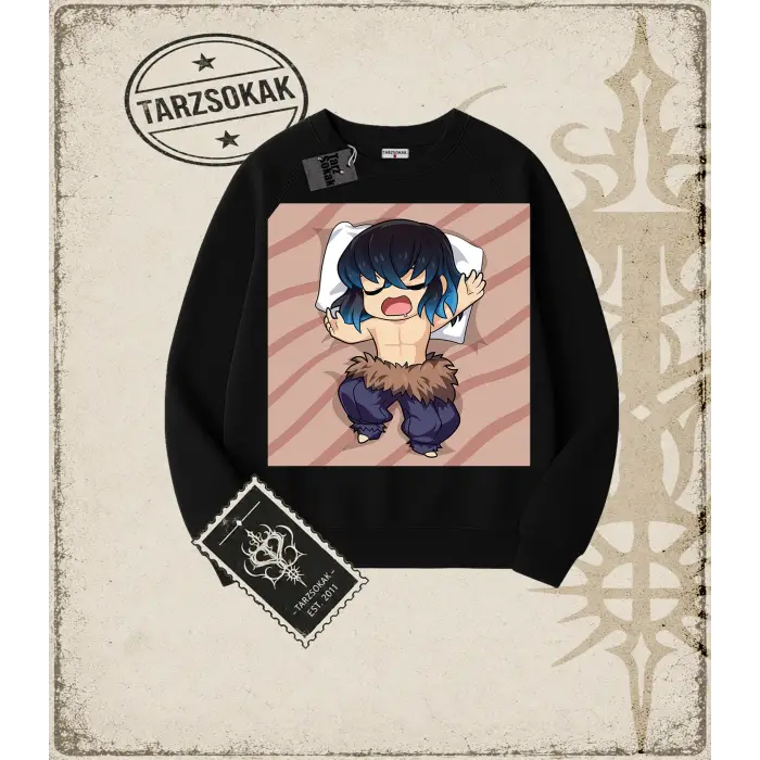 Demon Slayer Anime Baskılı Oversize Unisex Bisiklet Yaka Sweatshirt