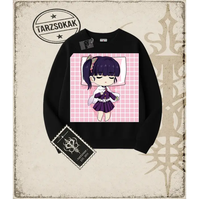 Demon Slayer Anime Baskılı Oversize Unisex Bisiklet Yaka Sweatshirt