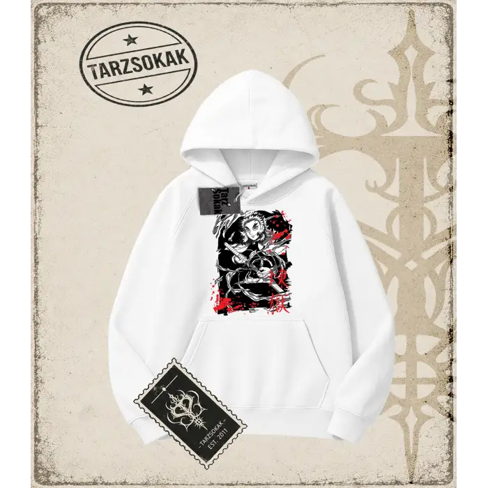 Demon Slayer Anime Baskılı Oversize Unisex Kapşonlu Sweatshirt