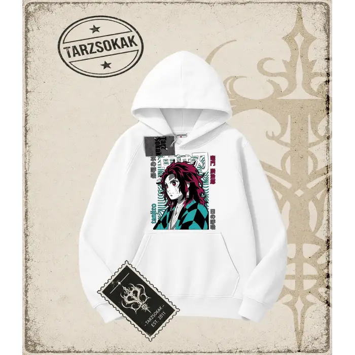 Demon Slayer Anime Baskılı Oversize Unisex Kapşonlu Sweatshirt