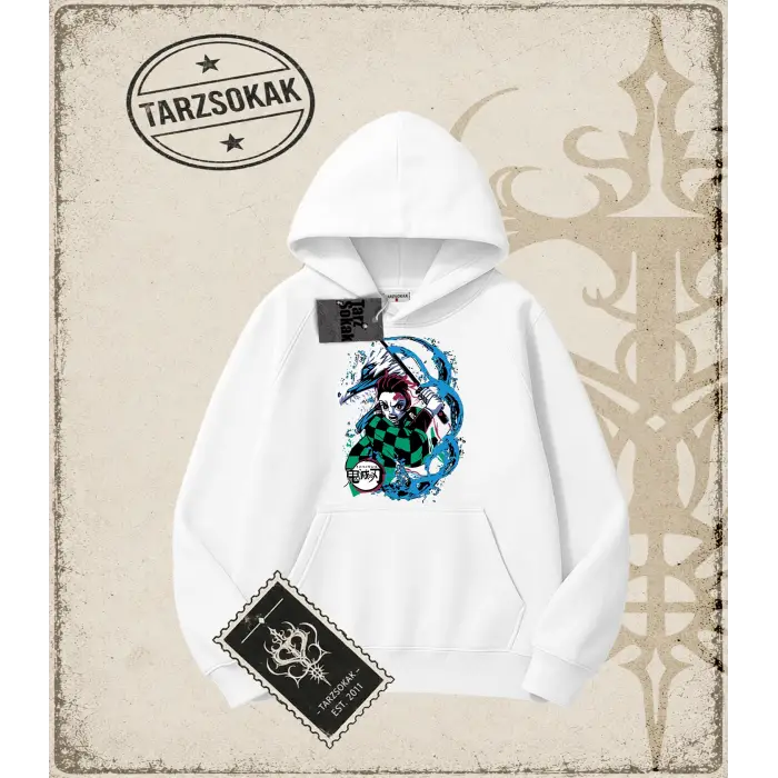 Demon Slayer Anime Baskılı Oversize Unisex Kapşonlu Sweatshirt