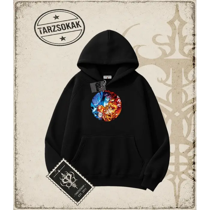 Demon Slayer Anime Baskılı Oversize Unisex Kapşonlu Sweatshirt