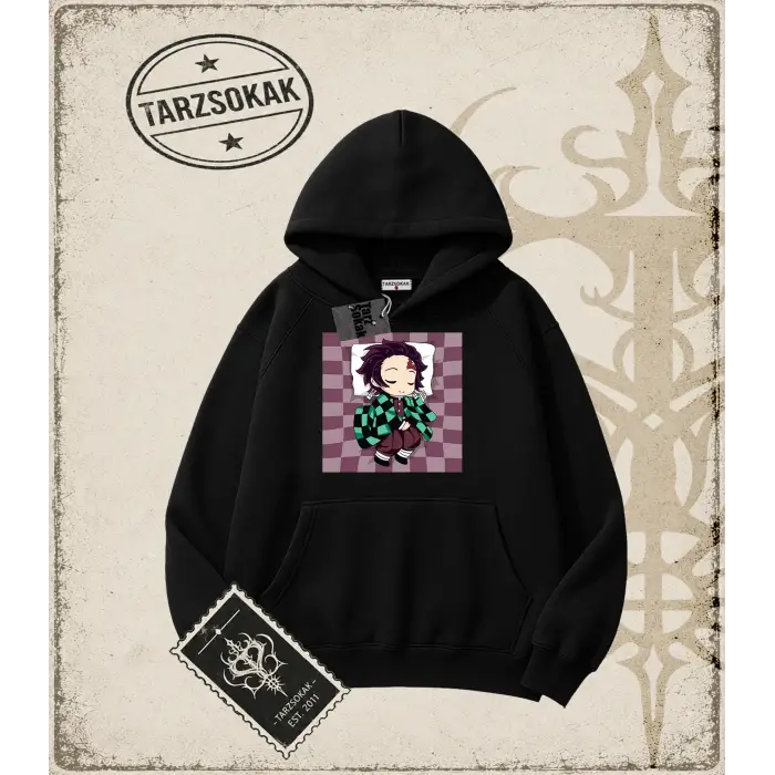 Demon Slayer Anime Baskılı Oversize Unisex Kapşonlu Sweatshirt