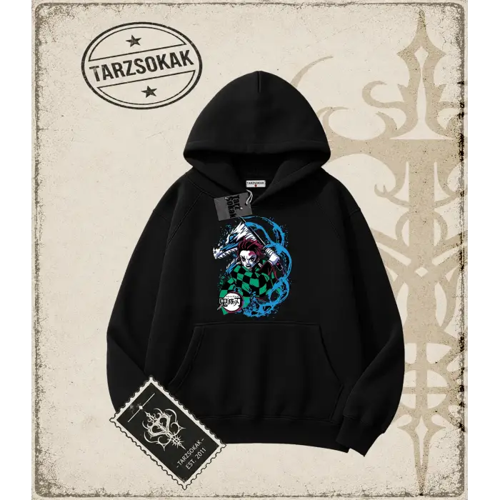 Demon Slayer Anime Baskılı Oversize Unisex Kapşonlu Sweatshirt