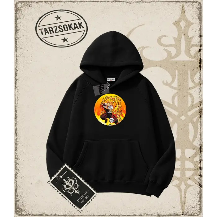 Demon Slayer Anime Baskılı Oversize Unisex Kapşonlu Sweatshirt