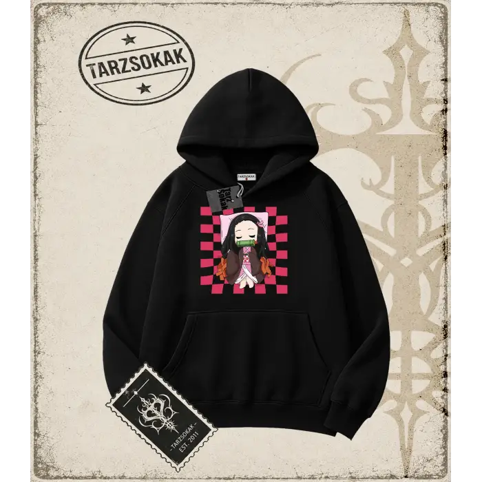 Demon Slayer Anime Baskılı Oversize Unisex Kapşonlu Sweatshirt