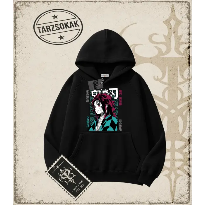 Demon Slayer Anime Baskılı Oversize Unisex Kapşonlu Sweatshirt