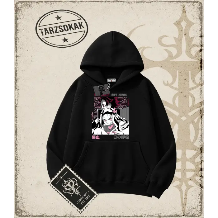 Demon Slayer Anime Baskılı Oversize Unisex Kapşonlu Sweatshirt