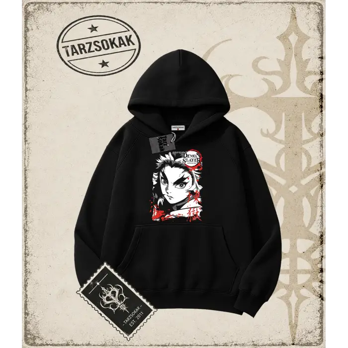 Demon Slayer Anime Baskılı Oversize Unisex Kapşonlu Sweatshirt