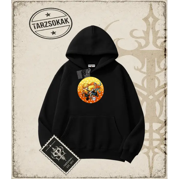 Demon Slayer Anime Baskılı Oversize Unisex Kapşonlu Sweatshirt