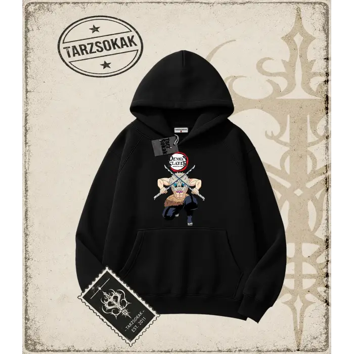 Demon Slayer Anime Baskılı Oversize Unisex Kapşonlu Sweatshirt