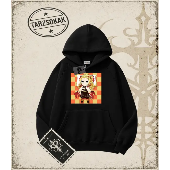 Demon Slayer Anime Baskılı Oversize Unisex Kapşonlu Sweatshirt