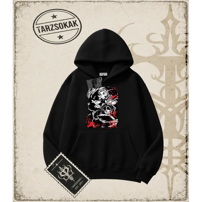 Demon Slayer Anime Baskılı Oversize Unisex Kapşonlu Sweatshirt