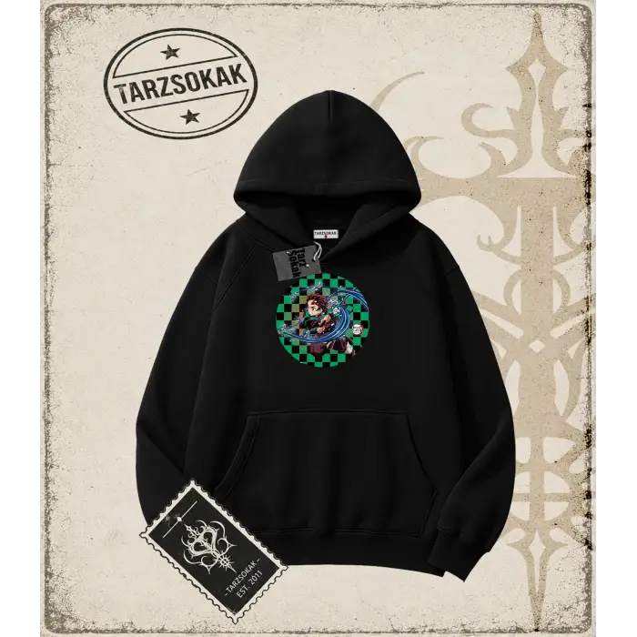 Demon Slayer Anime Baskılı Oversize Unisex Kapşonlu Sweatshirt