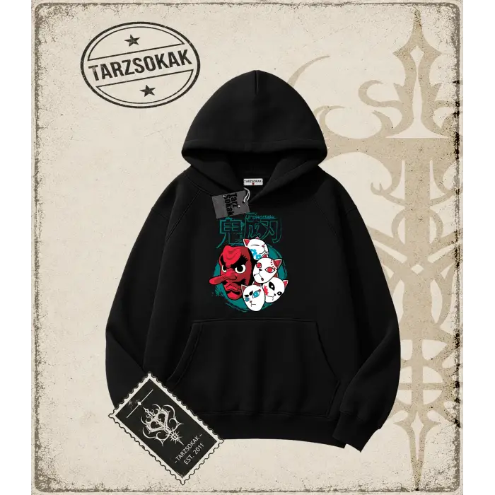 Demon Slayer Anime Baskılı Oversize Unisex Kapşonlu Sweatshirt