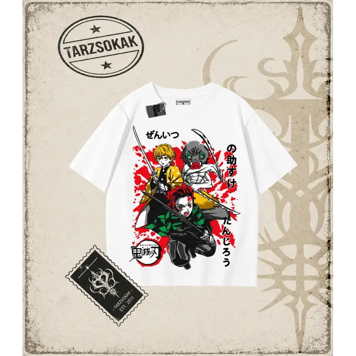 Demon Slayer Anime Baskılı Oversize Unisex Tişört