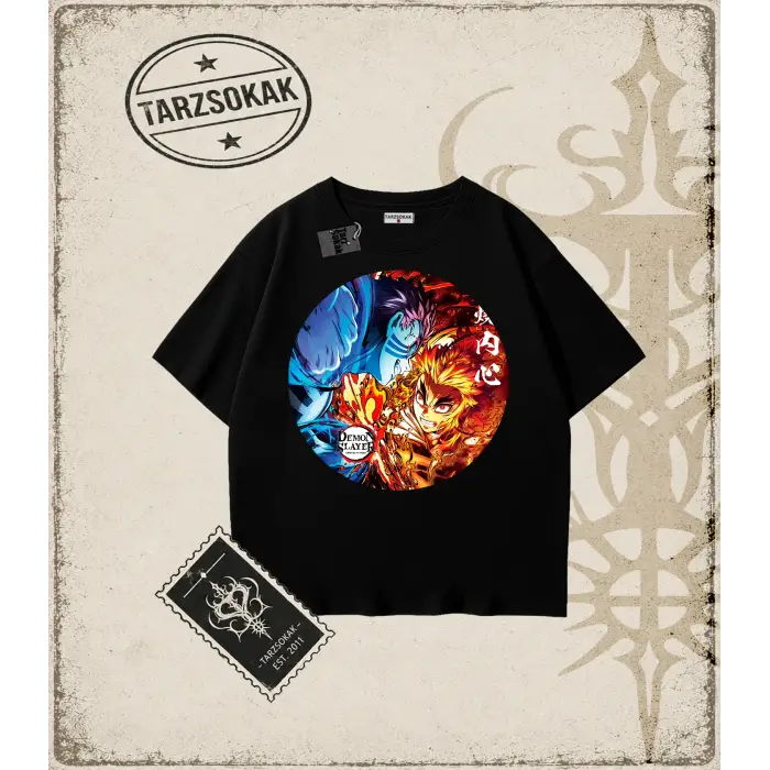 Demon Slayer Anime Baskılı Oversize Unisex Tişört