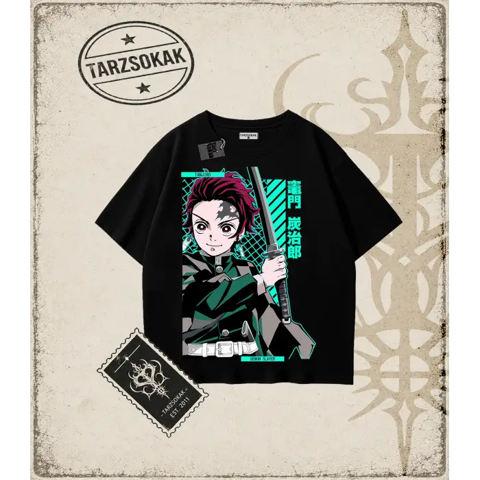 Demon Slayer Anime Baskılı Oversize Unisex Tişört