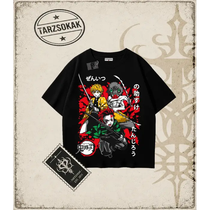 Demon Slayer Anime Baskılı Oversize Unisex Tişört
