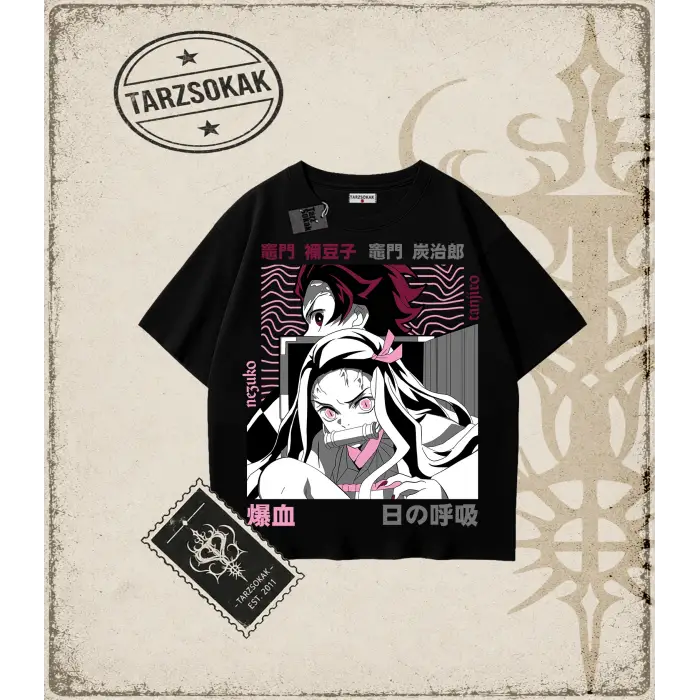 Demon Slayer Anime Baskılı Oversize Unisex Tişört