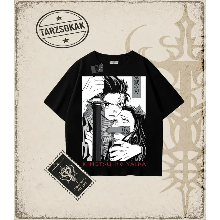 Demon Slayer Anime Baskılı Oversize Unisex Tişört