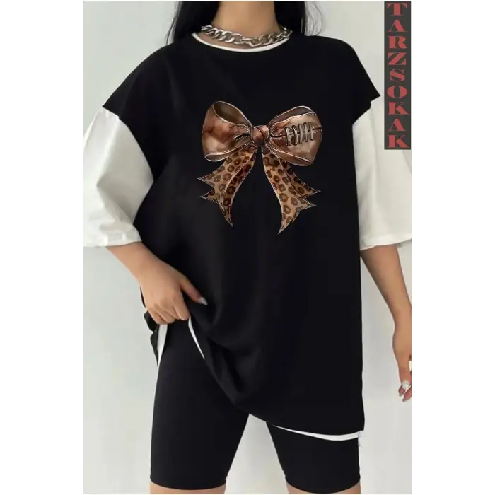 DERİ FİYONK Siyah Oversize Çift Renk