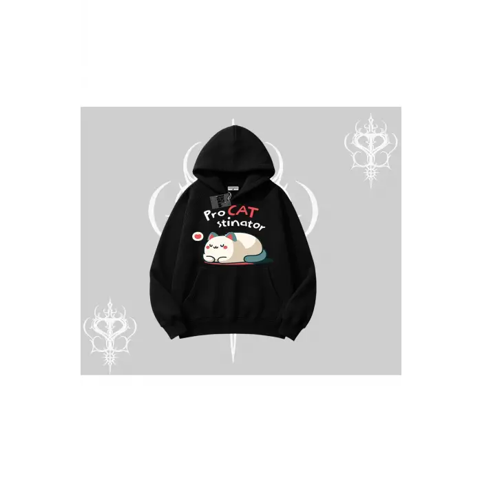 Detective Kitten Kedi Baskılı Biskilet Sweatshirt
