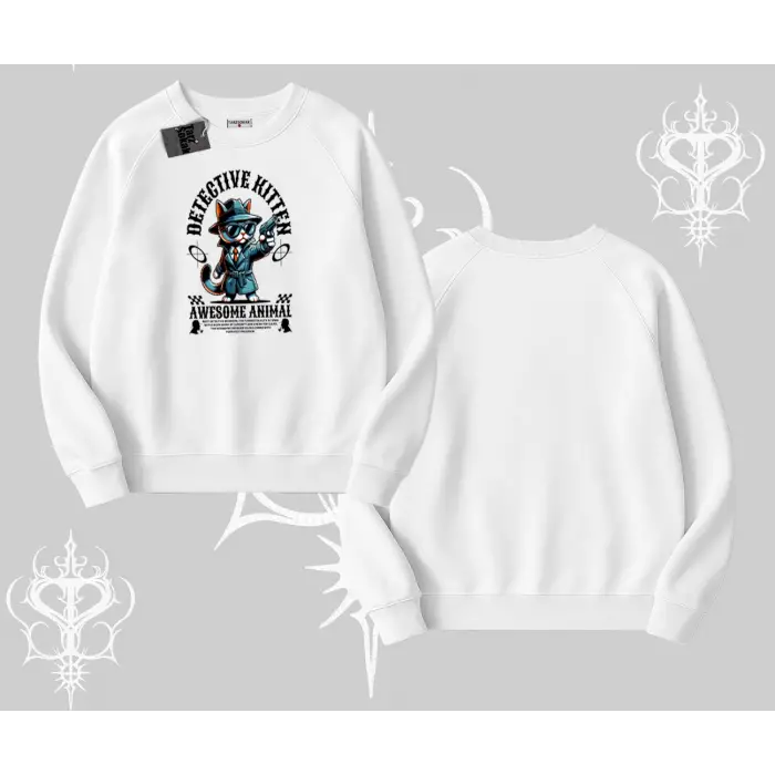 Detective Kitten Kedi Baskılı Biskilet Sweatshirt