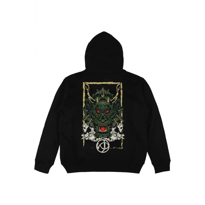 Devil Siyah Oversize Unisex Kapüşonlu Sweatshirt Hoodie