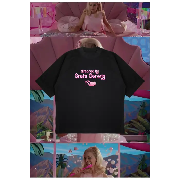 Directed By Greta Gerwig Baskılı Oversize Unisex Pamuklu Nefes Alan Kalın Kumaşlı