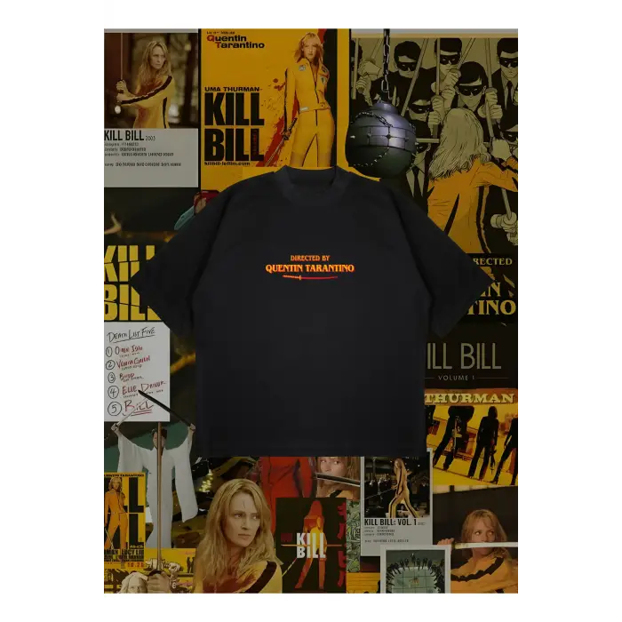 Directed By Tarantino Baskılı Oversize Unisex Pamuklu Nefes Alan Kalın Kumaşlı