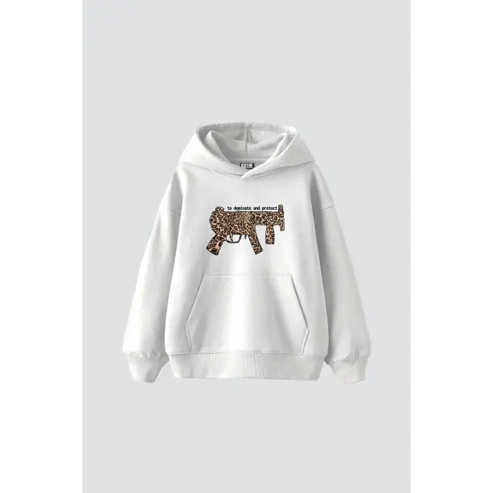 Dominate And Project Baskılı Oversize Unisex Premium Beyaz