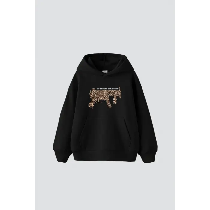 Dominate And Project Baskılı Oversize Unisex Premium Siyah