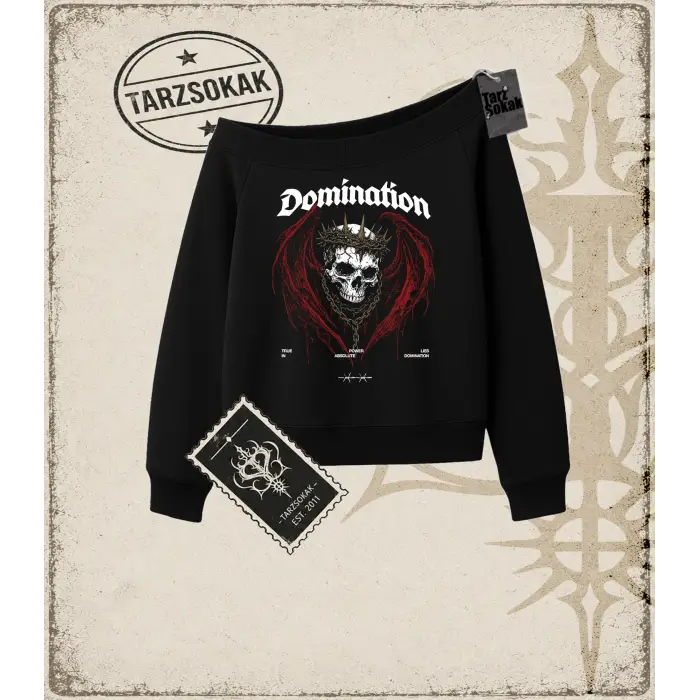 DOMINATION Kadın Kayık Yaka Sweatshirt