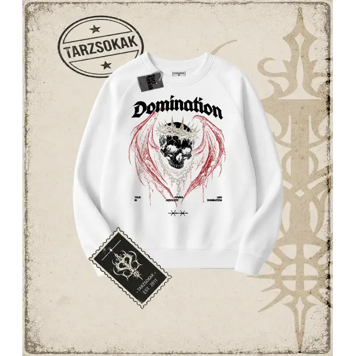 DOMINATION Oversize Unisex Bisiklet Yaka Sweatshirt