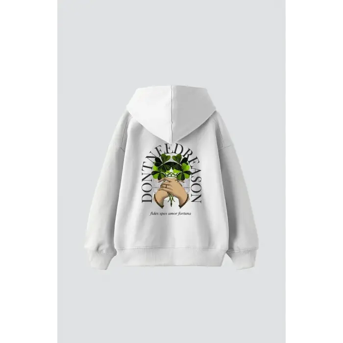 Dont Need Reason Baskılı Oversize Unisex Premium Beyaz