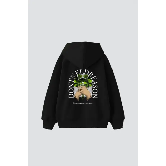 Dont Need Reason Baskılı Oversize Unisex Premium Siyah