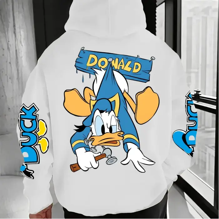 Donald Duck Cool Pattern Erkek Kapüşonlu Üstü Sonbahar ve Kış Yeni Koleksiyon Erkek ve Kadın