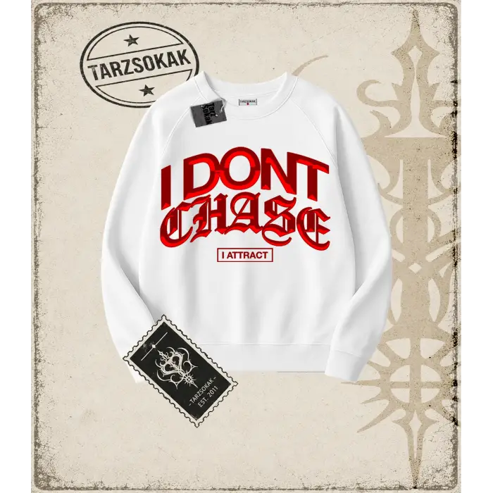 DONT CHASE Oversize Unisex Bisiklet Yaka Sweatshirt