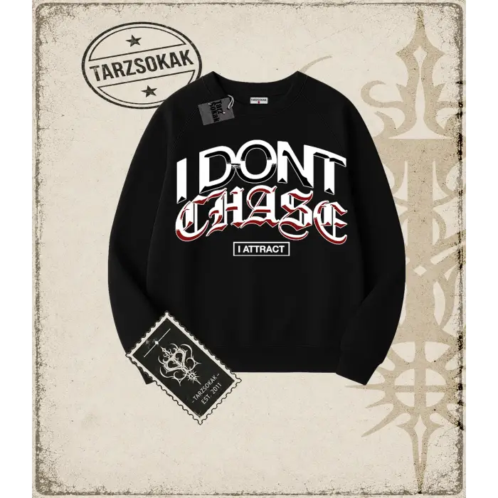 DONT CHASE Oversize Unisex Bisiklet Yaka Sweatshirt