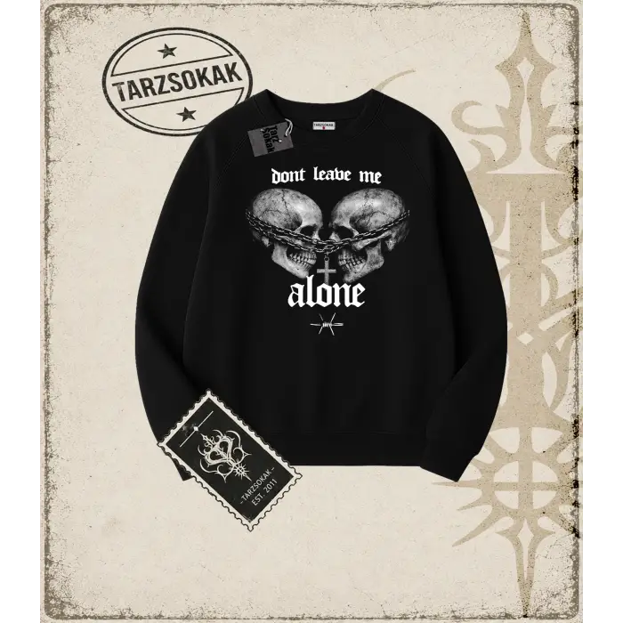 DONT LEAVE HALFTONE Oversize Unisex Bisiklet Yaka Sweatshirt