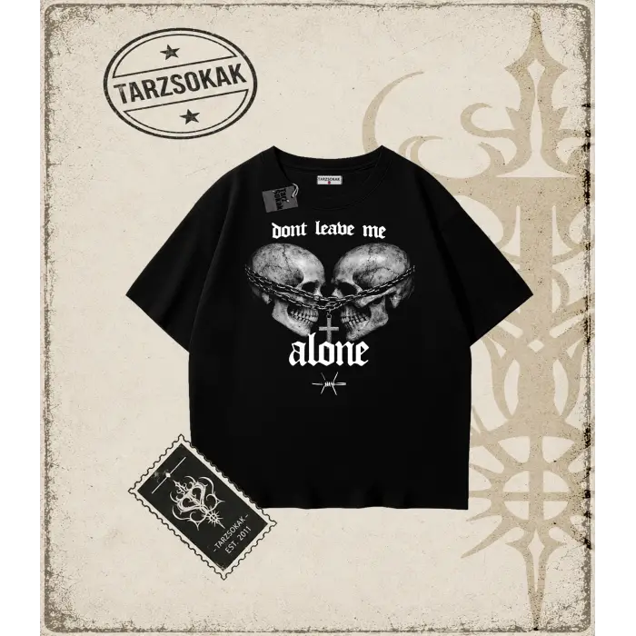 DONT LEAVE HALFTONE Oversize Unisex Tişört