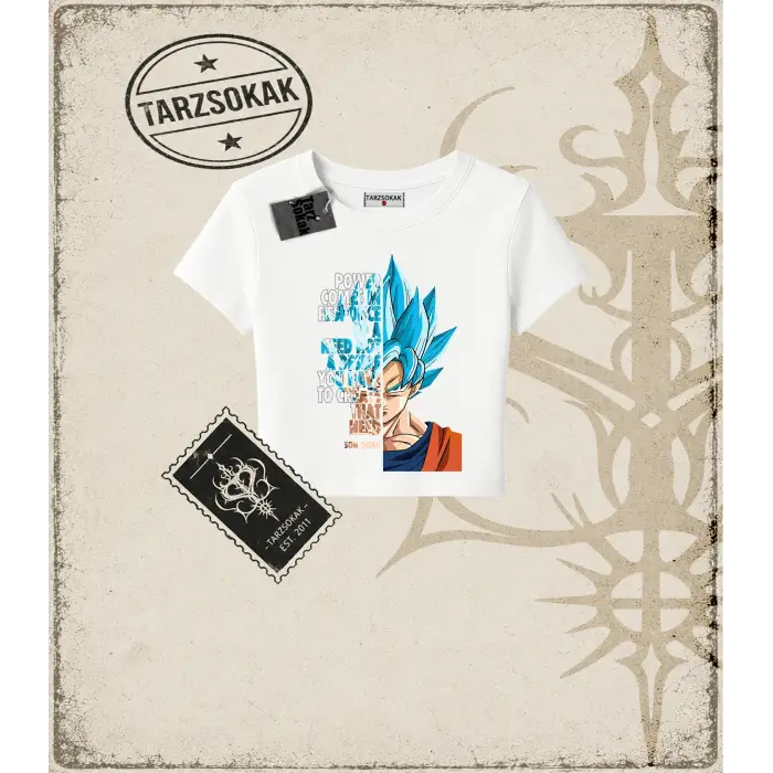 Dragon Ball Anime Baskılı Kadın Baby Tee