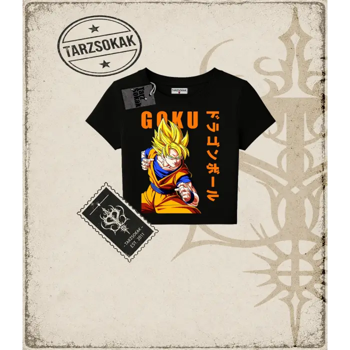 Dragon Ball Anime Baskılı Kadın Baby Tee
