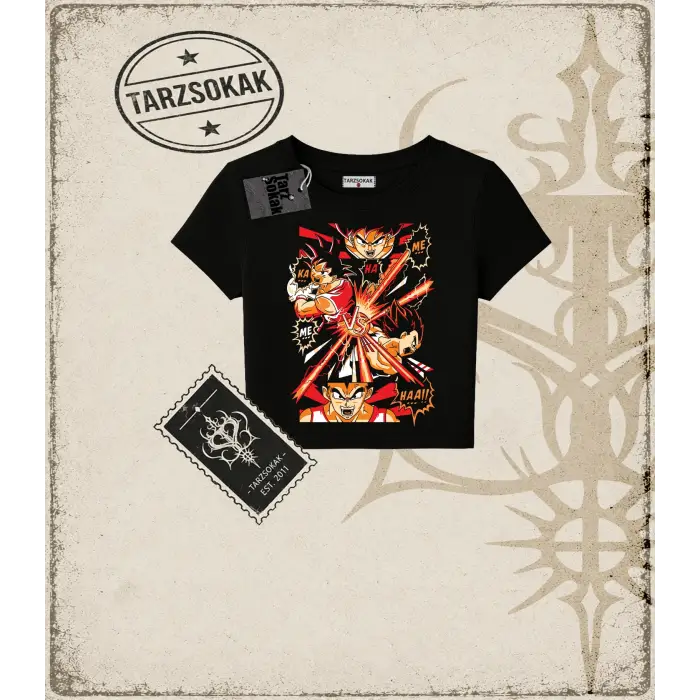 Dragon Ball Anime Baskılı Kadın Baby Tee