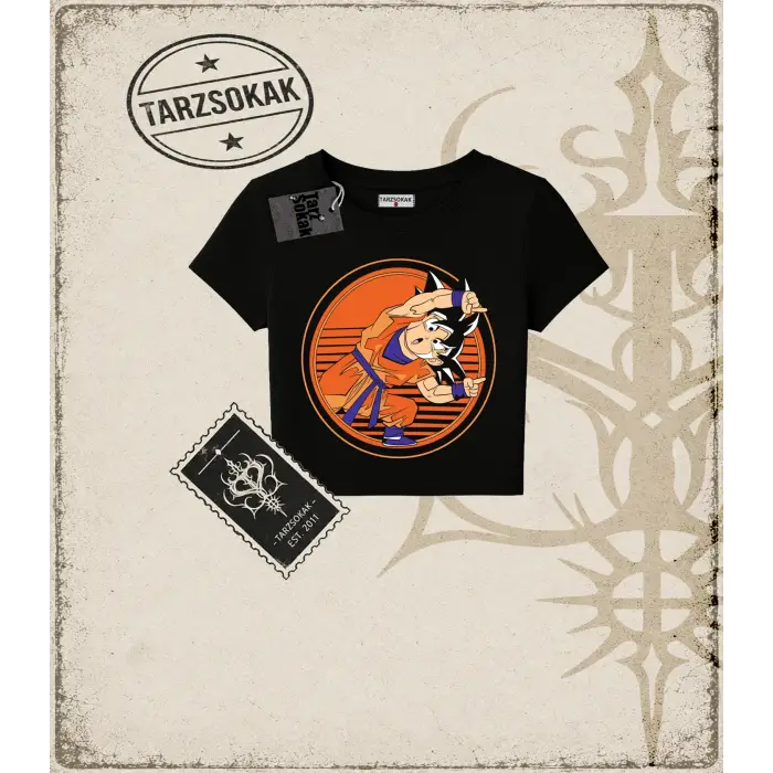 Dragon Ball Anime Baskılı Kadın Baby Tee