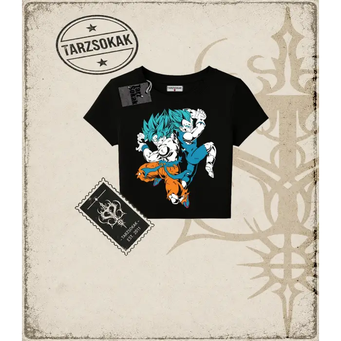 Dragon Ball Anime Baskılı Kadın Baby Tee