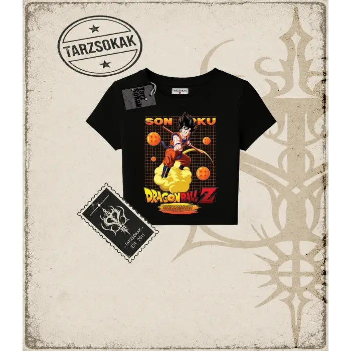 Dragon Ball Anime Baskılı Kadın Baby Tee