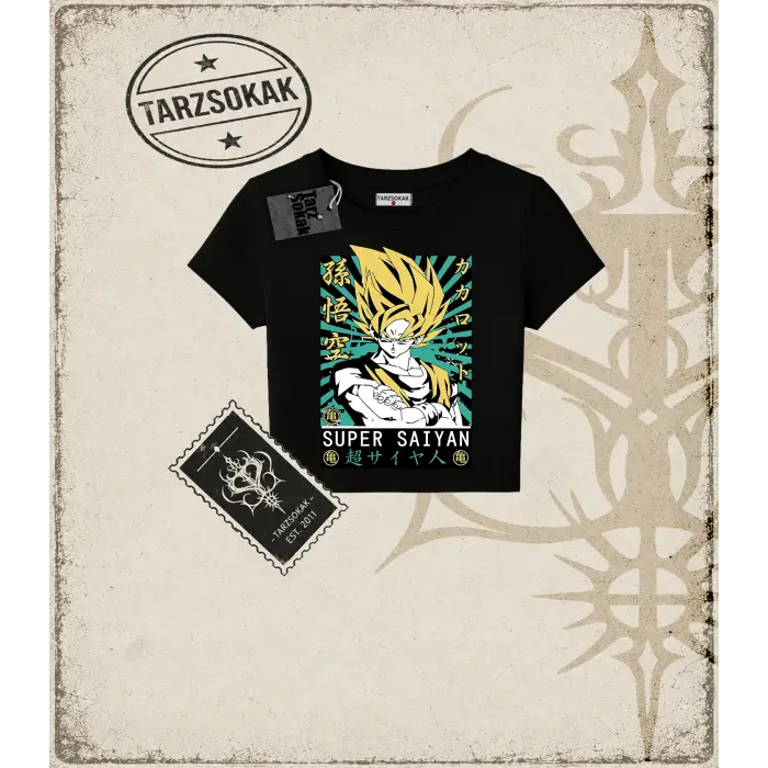 Dragon Ball Anime Baskılı Kadın Baby Tee
