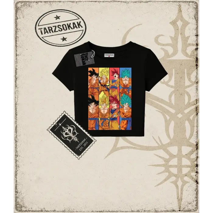Dragon Ball Anime Baskılı Kadın Baby Tee
